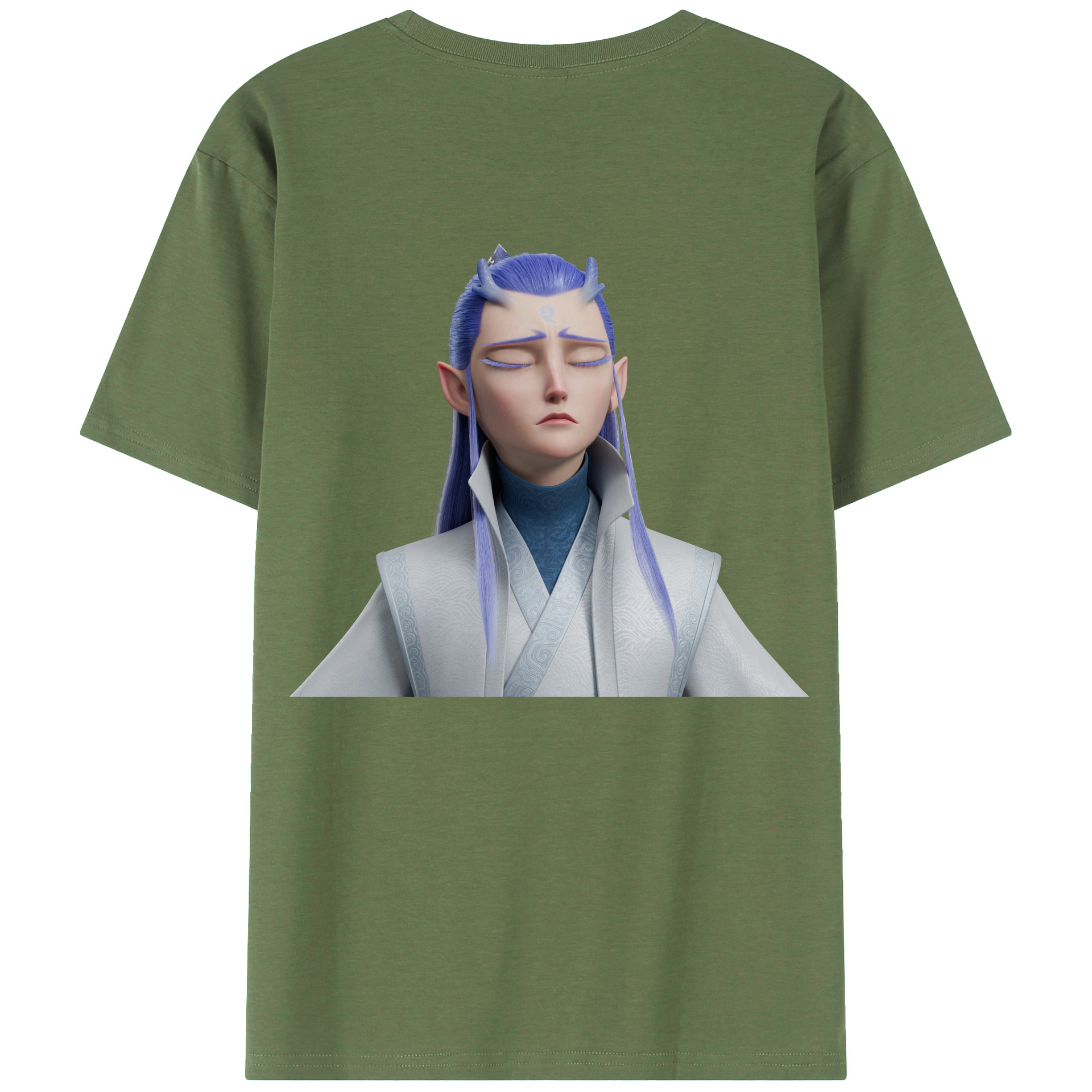 （画像用） Ne Zha 2 ナタ 魔童の大暴れ 綿100％ メンズ半袖Tシャツ（バックプリント） 通気性